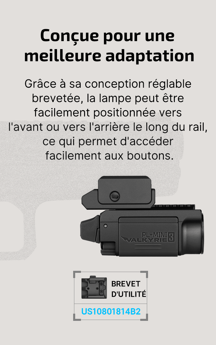 Lampe Torche Tactique OLIGHT PL Mini 3 - 600 Lumens, 100m Portée - Batterie Amovible - Clip Rail Pour Arme, Chasse