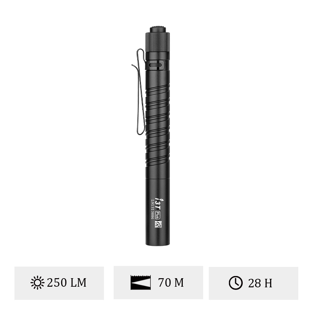 Lampe torche noire I3T Plus 250 lumens, portée 70m, autonomie 28h