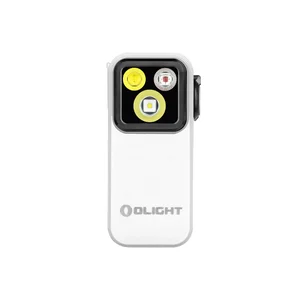 Olight Oclip Pro blanc, vue de face, lampe de poche EDC rechargeable à clipser pour l'extérieur et le quotidien.