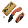 Couteau de poche Kizer Halloween orange et noir avec boîte illustrée citrouille et accessoires de fête.