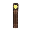Lampe frontale Olight Perun 2 mini de couleur marron avec corps texturé, éclairage LED blanc
