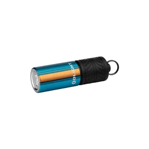 Mini lampe torche porte-clés Olight I1R 2 Pro bleue et orange rechargeable USB-C pour un éclairage quotidien EDC