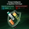 Piles Olight AAA ECOLAST en vue rapprochée avec régulation thermique pour une charge intelligente et sûre.