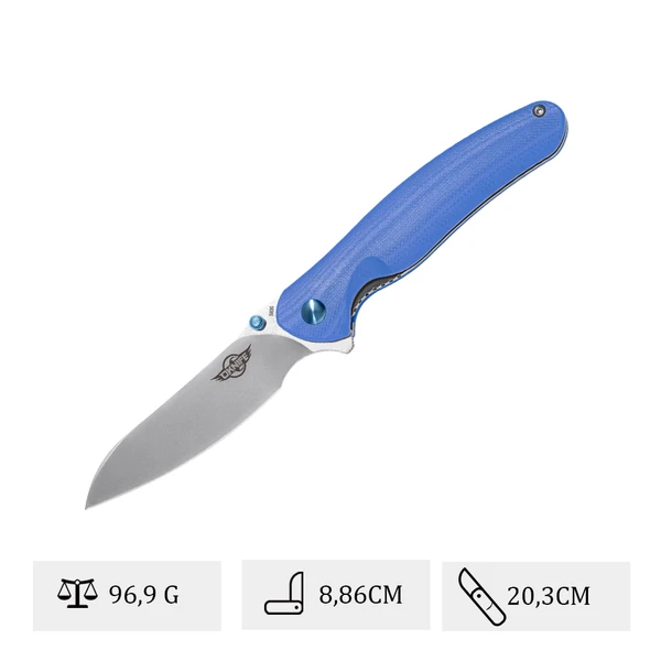 Couteau pliant de poche bleu OKNIFE DNV2, lame 8,86cm, longueur totale 20,3cm, poids 96,9g