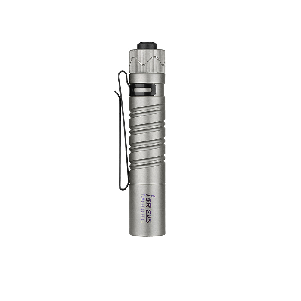 Lampe de poche i5R EOS gris argenté, rechargeable, avec clip, pour éclairage extérieur