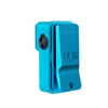 Lampe clip Olight Oclip 2 Pro bleue avec bouton rotatif noir sur fond blanc