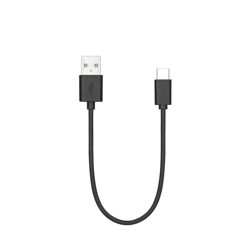Câble USB noir USB-A vers USB-C pour charge et données.