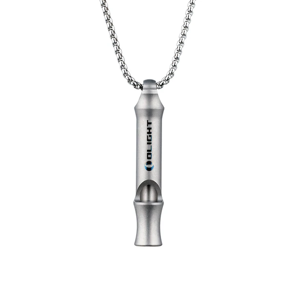 Sifflet d'urgence Olight en titane, porte-clés pour le camping, la randonnée et la survie, alerte sonore.