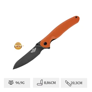 Couteau pliant de poche orange, édition limitée, avec lame noire de 8,86cm, longueur totale 20,3cm et poids 96,9g