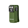 Mini lampe clip Olight Oclip Pro verte de profil avec triple LED et bouton rotatif pour EDC et randonnée