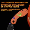 Couteau de poche orange phosphorescent avec motif citrouille Halloween, idée cadeau originale.
