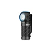 Lampe frontale Olight Perun 3 Mini noire, vue latérale avec clip, pour utilisation mains libres en extérieur.