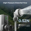 Douche de camping portable haute pression avec jet puissant de 0,52N et port USB-C.