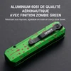 Couteau de poche Oknife vert zombie en aluminium aéronautique 6061 résistant aux rayures