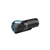 Olight Perun 3 Mini noire avec accents bleus, lampe frontale portable pour utilisation en extérieur.