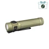 Lampe de poche EDC Olight Baton Ultra vert olive de profil avec clip de poche noir pour camping et randonnée