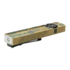 Lampe de poche Olight ArkPro Ultra dorée patinée en vue de profil avec clip de poche pour l'EDC et le camping