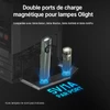 Olight double ports de charge magnétique pour lampes, compatible avec les séries Baton, Warrior, Arkfeld et ArkPro.