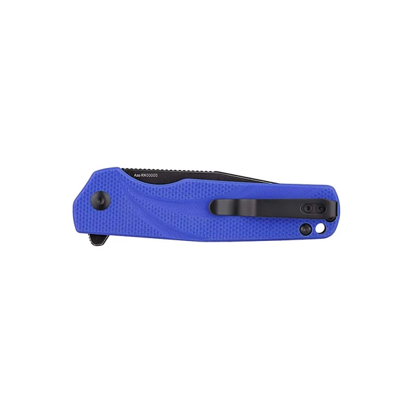 Couteau de poche pliant bleu Azo KN00000 avec manche texturé et clip noir.