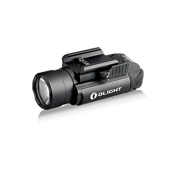 Lampe de poche Olight Odin noire avec support de fixation pour arme, éclairage tactique puissant et fiable.
