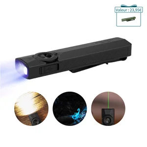 Lampe torche Olight ArkPro Ultra noire avec laser vert et lumière UV pour la détection et le camping EDC