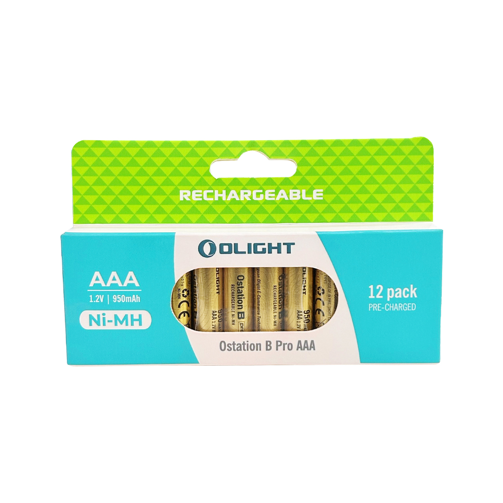 Olight AAA batteries Ni-MH rechargeables 1.2V 950mAh 12 pack for multi-use electronic devices