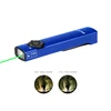 Lampe de poche Olight Arkfeld bleue avec laser, lumière neutre et blanche, usage extérieur.
