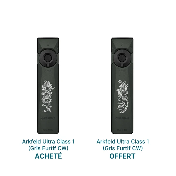 Olight Arkfeld Ultra Class 1 Gris Furtif lampe torche EDC motif dragon et phénix pour utilisation quotidienne et tactique