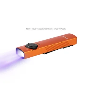 Lampe de poche orange avec lumière UV, NW 4000-5000K, CW 5700-6700K