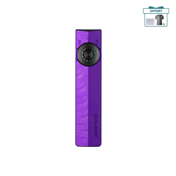 Lampe de poche violette Olight ArkPro de face avec sélecteur rotatif pour EDC et éclairage UV quotidien