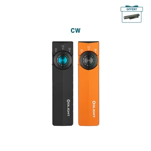 Olight ArkPro Ultra noire avec bouton bleu pour éclairage blanc, rouge et UV polyvalent