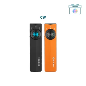 Olight ArkPro Ultra noire avec bouton bleu pour éclairage blanc, rouge et UV polyvalent