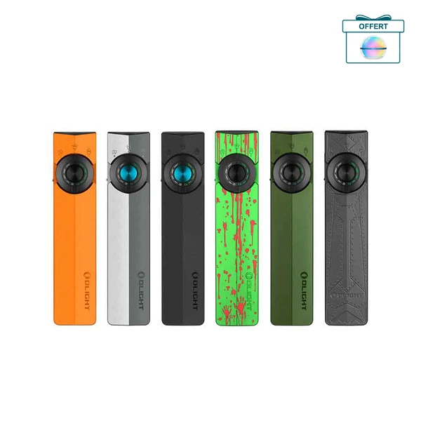 Olight ArkPro Ultra noire, vue frontale, torche UV à faisceau réglable pour un éclairage polyvalent.