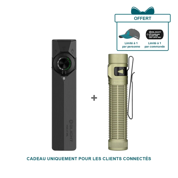 Olight noir Baton 4 Pro et olive Baton Ultra, ensemble de lampes de poche tactiques pour activités de plein air