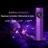 Lampe de poche Olight ArkPro Violet Nébuleuse 1500 lumens posée sur des cristaux brillants pour EDC et outdoor