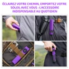 Lampe de poche violette Olight EDC transportée dans une poche, sur un sac à dos et clipsée à la ceinture