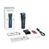 Lampe de poche Olight Seeker 4 Pro bleue avec son coffret, étui holster, câble de charge USB et accessoires