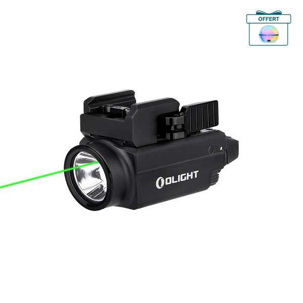 Olight noir Baldr S lampe de poche tactique et viseur laser vert pour tir de précision.