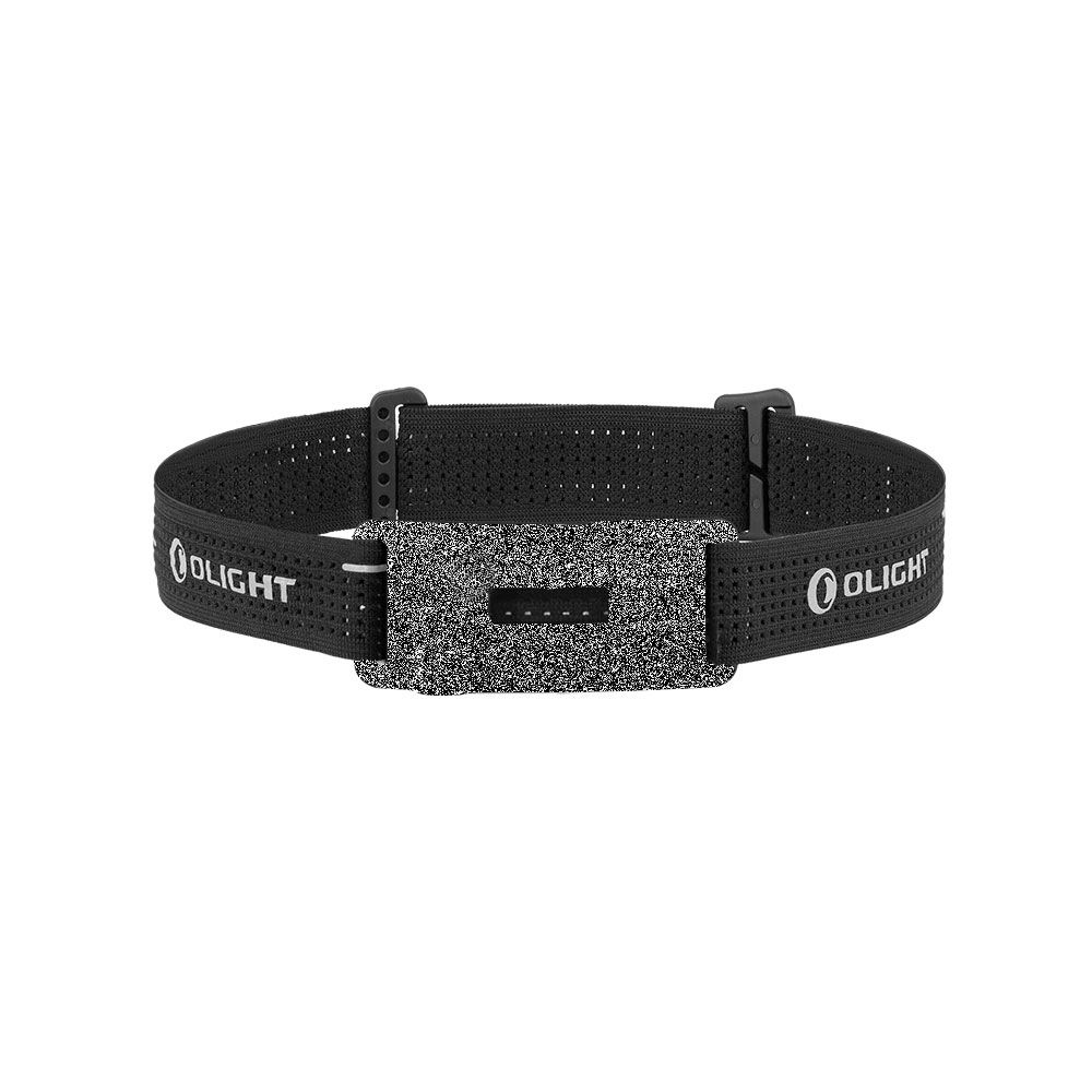 Olight bandeau Perun 3 Mini noir vue de face avec logo pour lampe frontale d'extérieur.