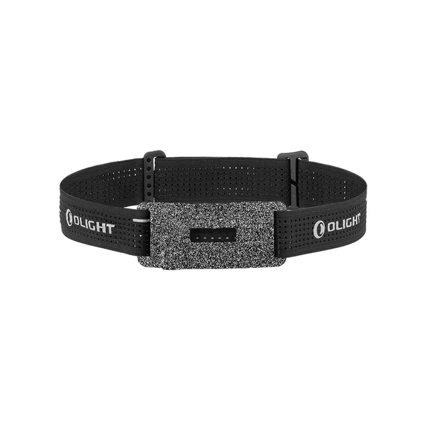 Olight bandeau Perun 3 Mini noir vue de face avec logo pour lampe frontale d'extérieur.