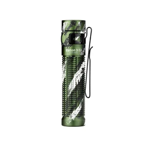 Lampe de poche Olight Baton 3 Pro couleur camouflage vert, portable avec clip de fixation
