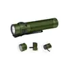 Olight Baton 4 Pro vert vue latérale avec clip de poche et chargement magnétique pour utilisation EDC et extérieure.