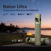 Olight lampe de poche Baton Ultra verte avec grip texturé et double interrupteur pour camping et aventure.