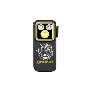 Olight Oclip Pro S noir avec motif "Je t'aime maman" pour un cadeau spécial fête des mères.