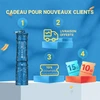 Cadeaux nouveaux clients Olight avec lampe i3E EOS, livraison offerte et coupons de réduction sur fond bleu.