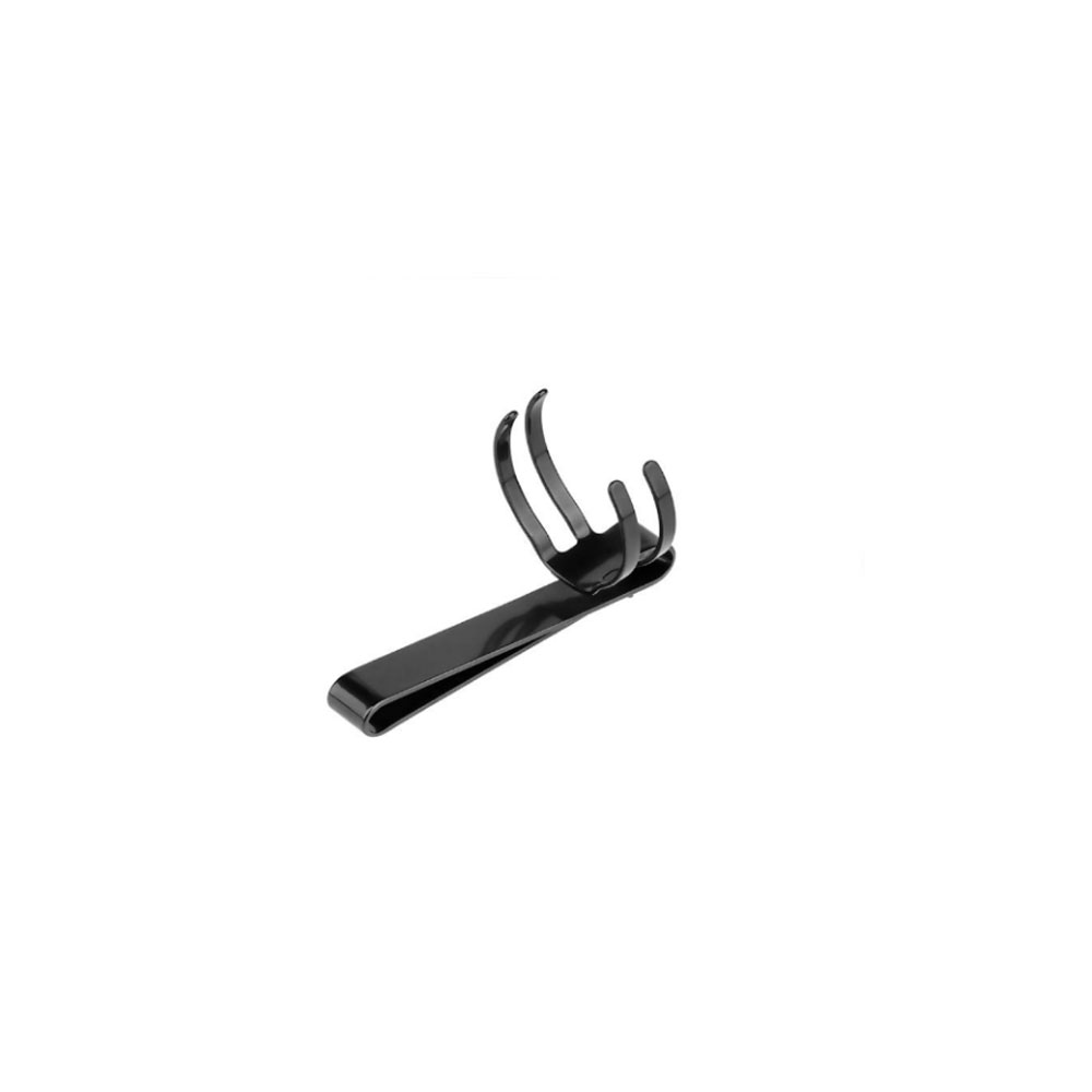 Clip de fixation noir en métal pour stylo ou micro, accessoire de maintien sur fond blanc