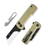 Couteau de poche Oknife U1 Ultra beige ouvert et fermé avec mini-outil multifonction sur fond blanc