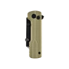 Couteau de poche pliant beige doré fermé avec boutons noirs sur fond noir