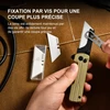 Cutter de poche pliant avec fixation par vis de la lame pour une coupe précise et stable, lames de rechange.