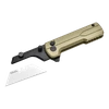 Cutter pliable Oknife à manche doré et lame trapèze interchangeable sur fond noir